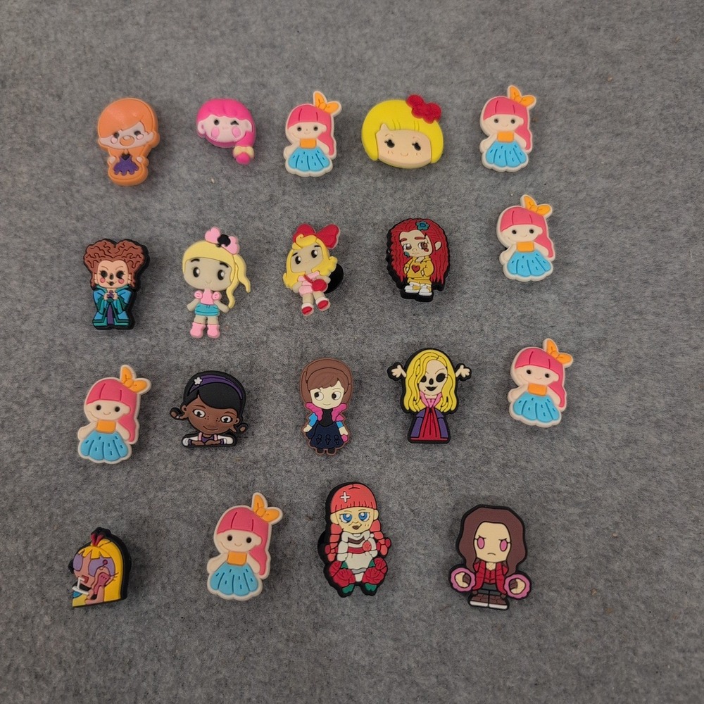 19 Piece Assorted Character PVC Shoe Charms for Clogs Multi Color Variety Pack - Picture 1 of 1